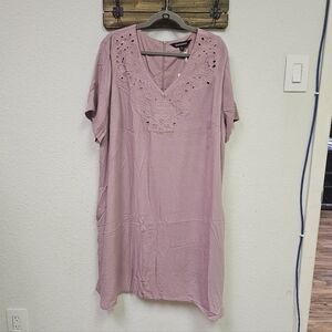 Dani & Davi - Short Sleeve Dress with Lace Detail - 3X